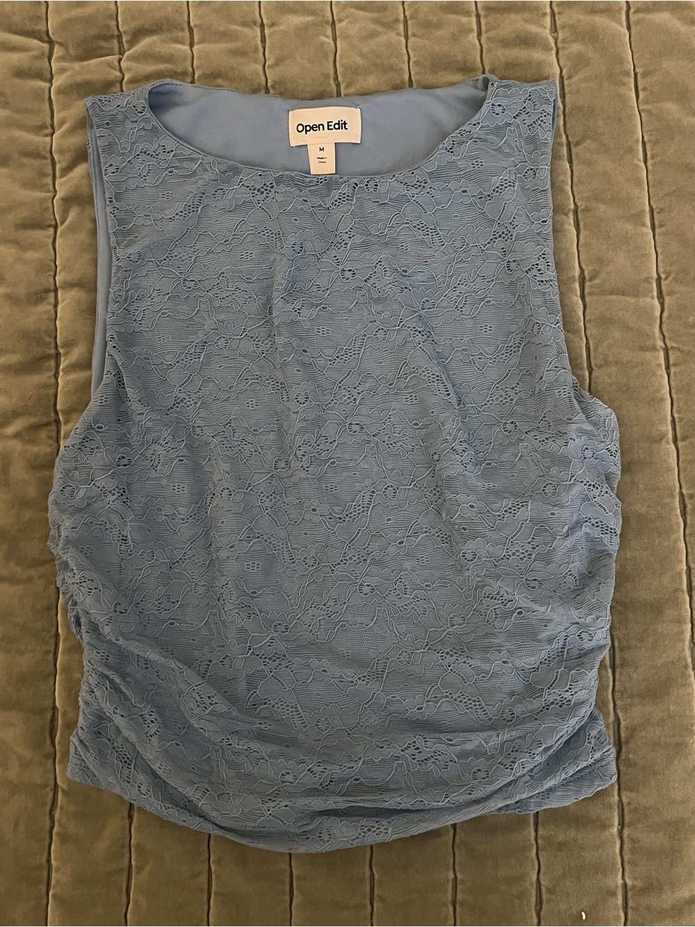 Open Edit Women's Dusty Blue Lace Camisole